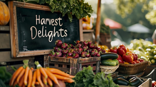 Photo la récolte réjouit une célébration dynamique du marché des agriculteurs