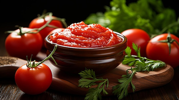 Récolte vibrante de tomates en purée biologiques fraîches isolées sur blanc