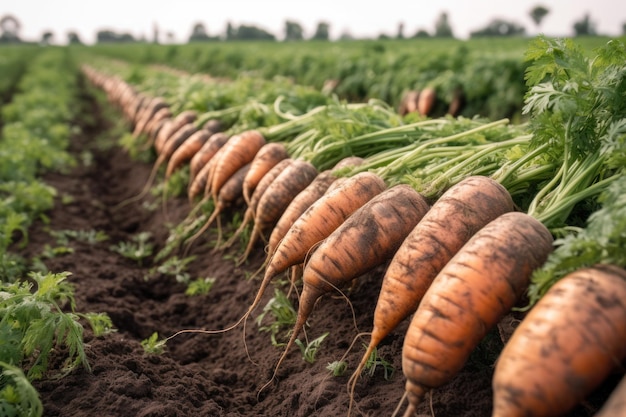 Récolter des carottes dans le jardin ai génératif