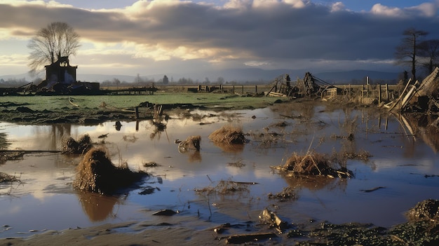 Les récoltes de l'exploitation agricole inondée