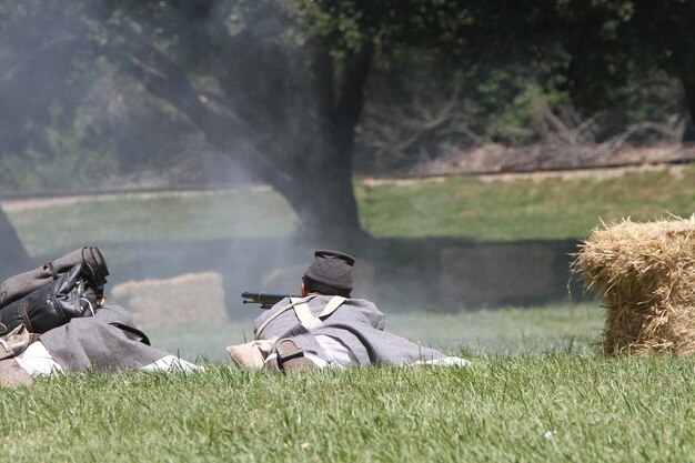 Photo la reconstitution de la guerre civile