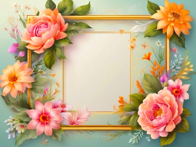 Rectangle et forme de cercle avec des fleurs multicolores image vous pouvez écrire du texte