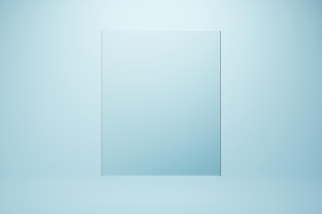Rectangle vertical en verre sur fond turquoise concept publicitaire mock-up de rendu 3D