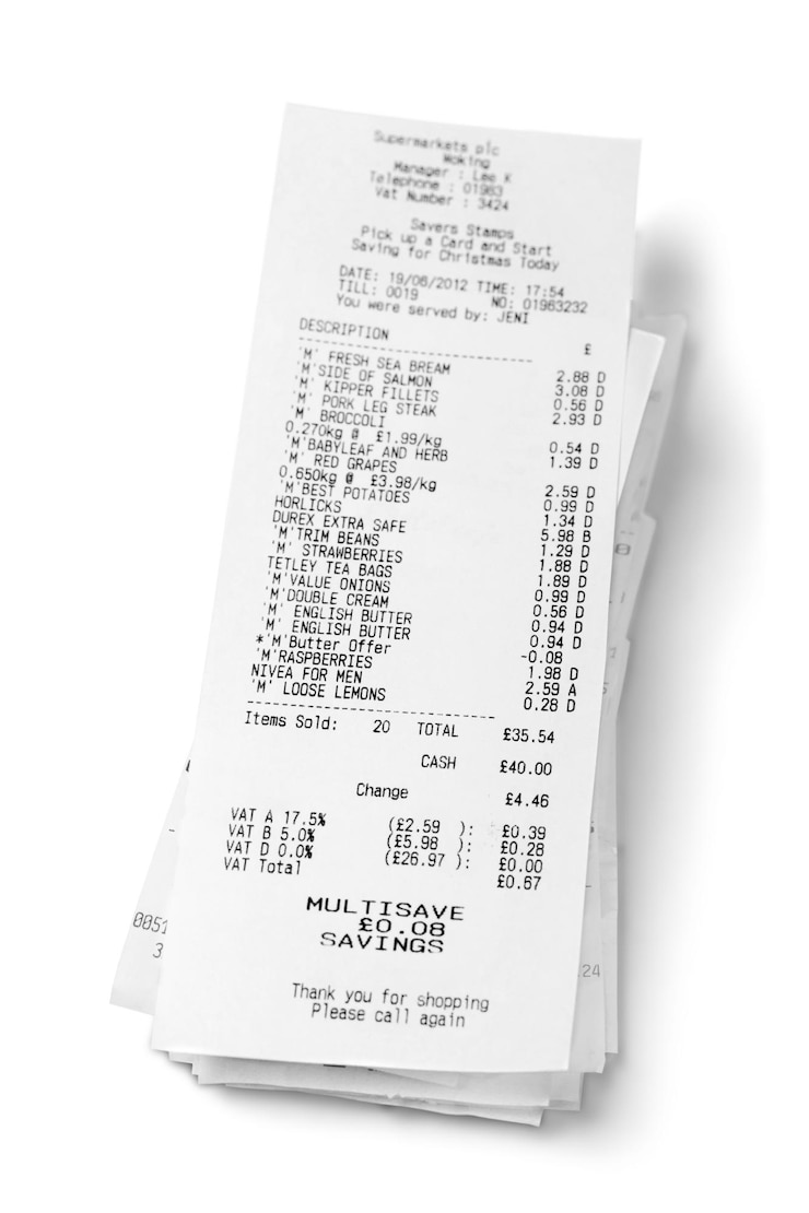 Photo reçus de caisse