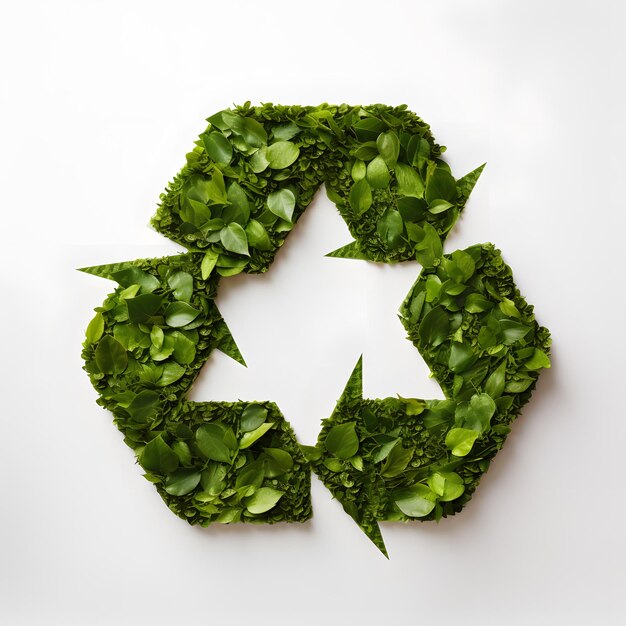 Photo recycle avec des feuilles concept du logo de recyclage