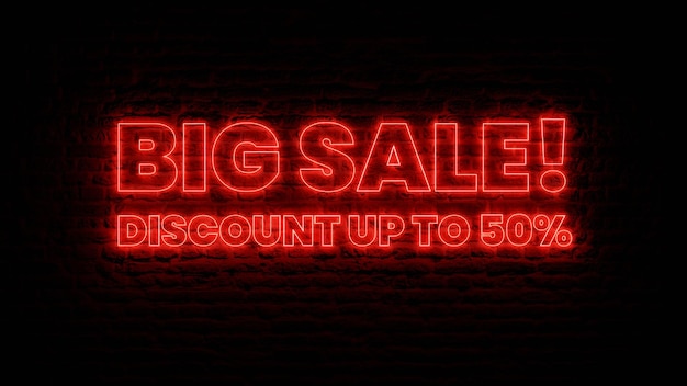 Red Neon Big Sale Discount avec fond brique