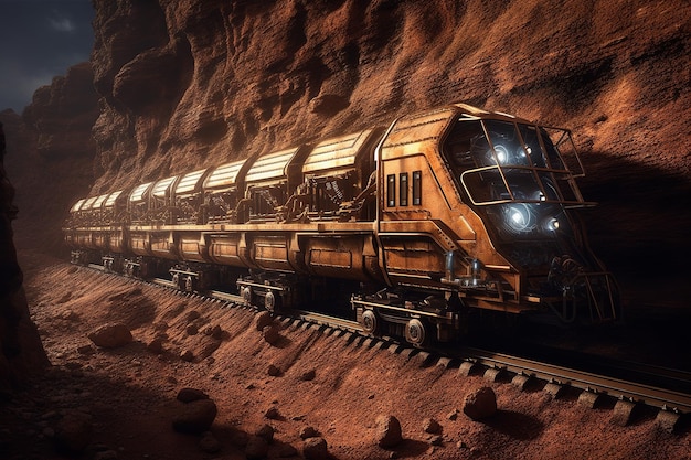 Red Planet Rail Train le long de l'équateur martien Generative AI