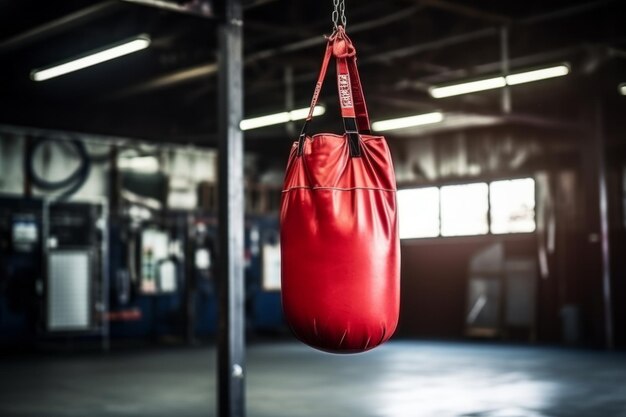 Photo red punching bag for cardio workouts