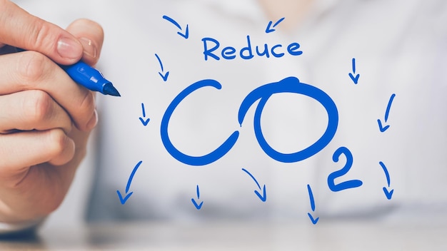 Photo réduire le concept d'empreinte carbone et d'émissions de co2 diminuer la planification