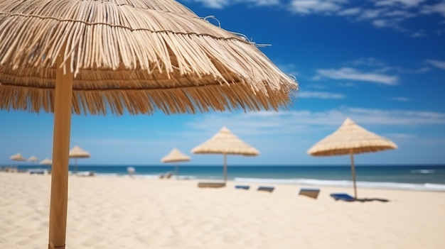 Reed parasols parasols contre le ciel bleu