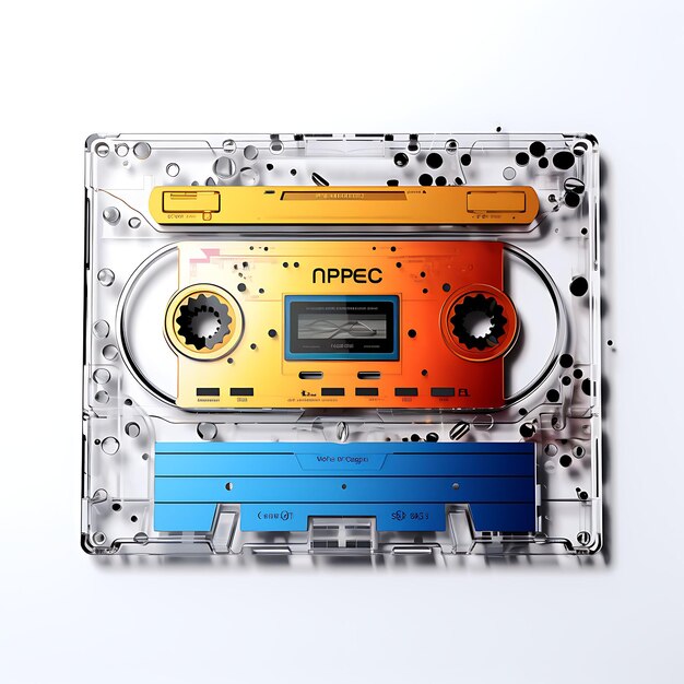 Reel Cassette Mp3 Music Tech Evolution Cassette Design Objet de décoration isolé sur blanc BG