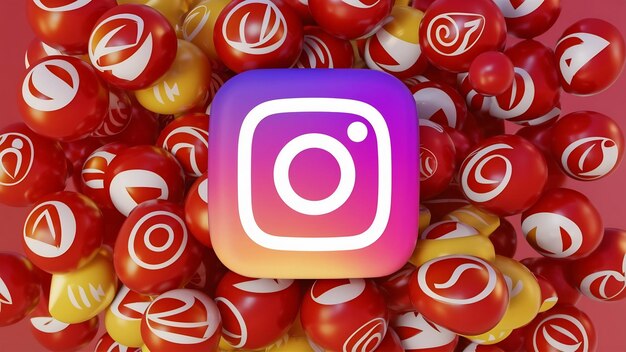 Photo reels instagram logo nouvelle fonctionnalité de l'application de médias sociaux rendu en 3d