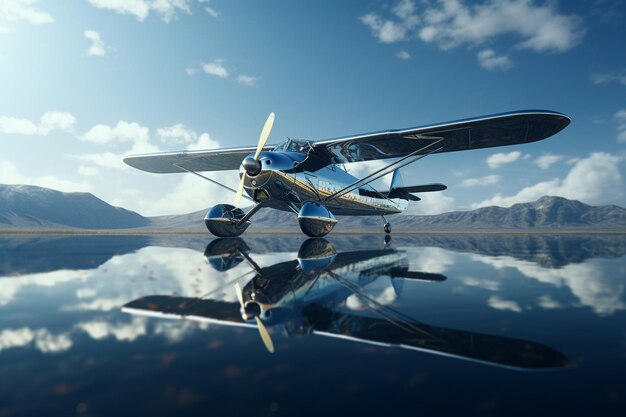 Photo le reflet brillant d'un avion amphibie sur 00626 01