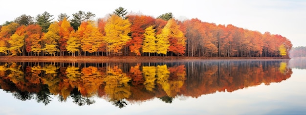 Le reflet d'une forêt d'automne dans le lac