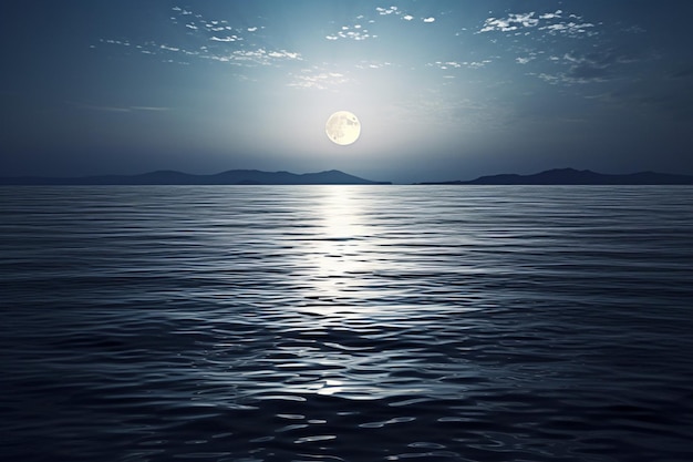 Le reflet de la lune sur la mer calme