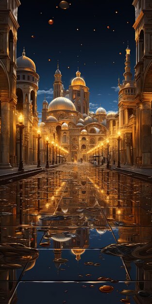 Photo un reflet d'une mosquée dans l'eau