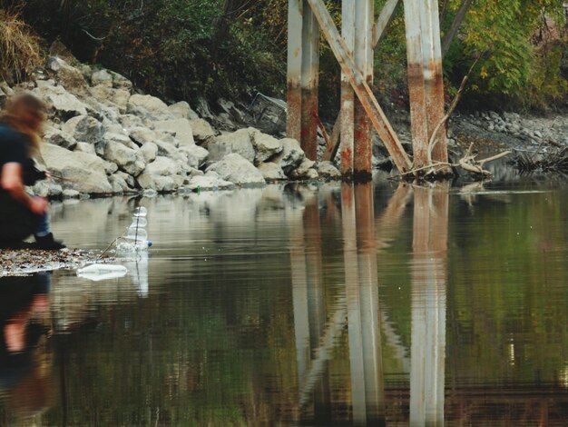 Photo réflexion des arbres dans l'eau