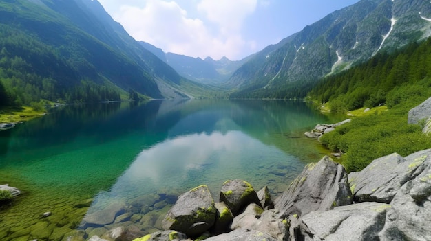 La réflexion de la chaîne de montagnes dans le parc national du lac Grand Teton génère ai