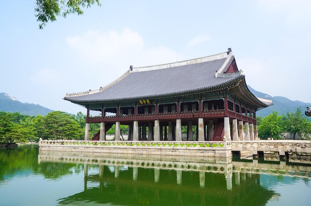 Réflexion du bâtiment dans le lac