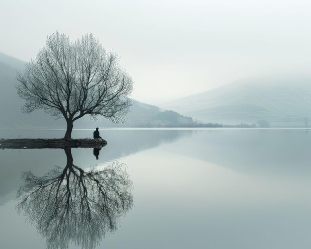 Photo réflexion solitaire de vacances paix dans la solitude joie tranquille