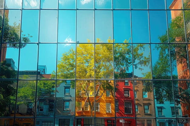 Réflexions abstraites dans les fenêtres de la ville