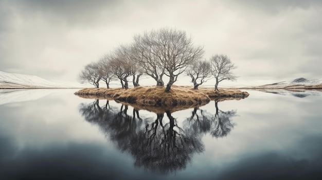 Photo réflexions génératives d'ia paysages reflétés dans l'eau créant des reflets époustouflants