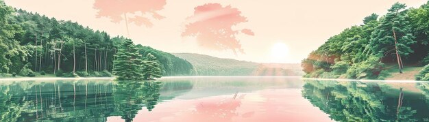 Photo réflexions sur un lac calme des arbres reflétant dans l'eau une tranquillité parfaite 72