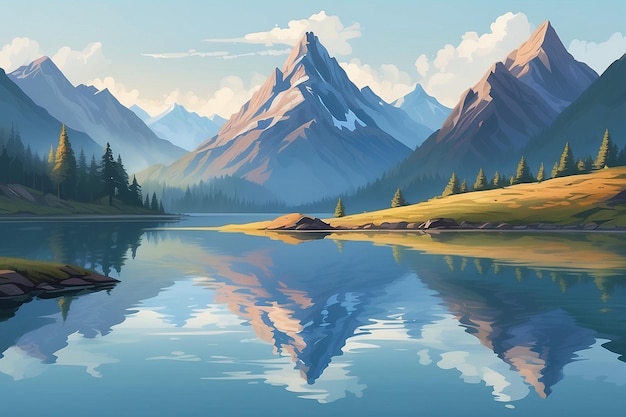 Réflexions des montagnes paysage captivant arrière-plan eaux calmes reflétant des sommets majestueux une symphonie pittoresque de la nature beauté IA générative