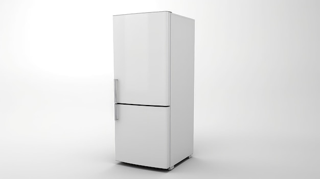 réfrigérateur en acier inoxydable isolé dans un fond de studio blanc