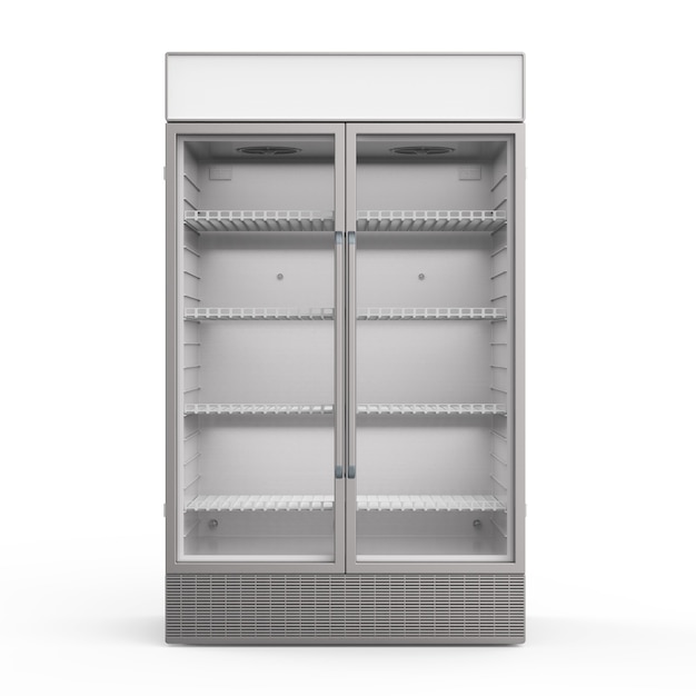 Réfrigérateur commercial vide avec portes en verre transparent