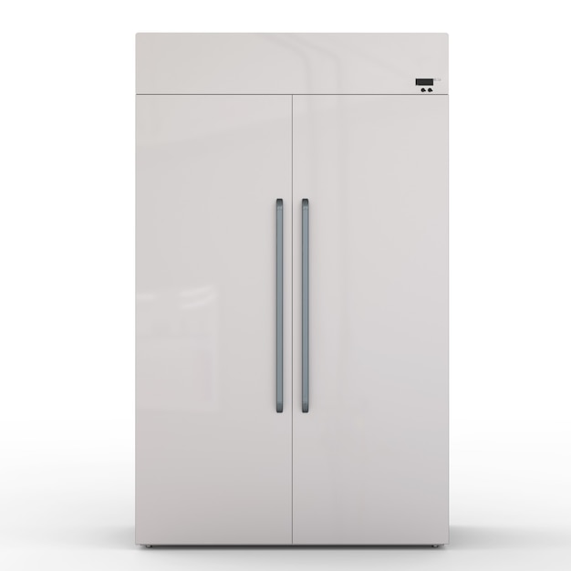 Réfrigérateur avec portes côte à côte sur fond blanc
