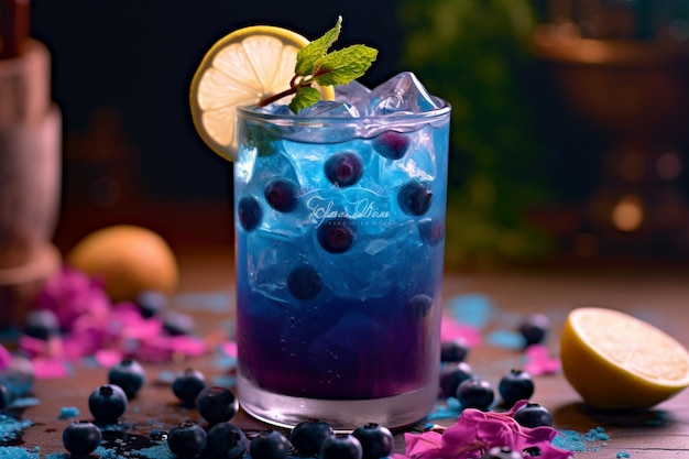 Le refroidisseur d'agrumes indigo est un cocktail bleu vibrant et sain.