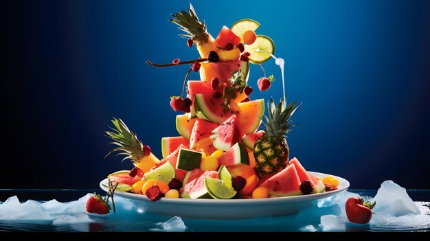 Le régal du paradis Les fruits et les baies crus font une indulgence saine au bord de la plage