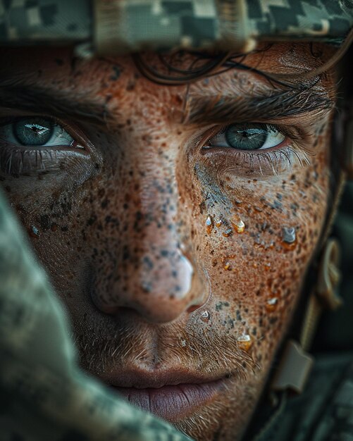 Photo le regard concentré d'un vétéran