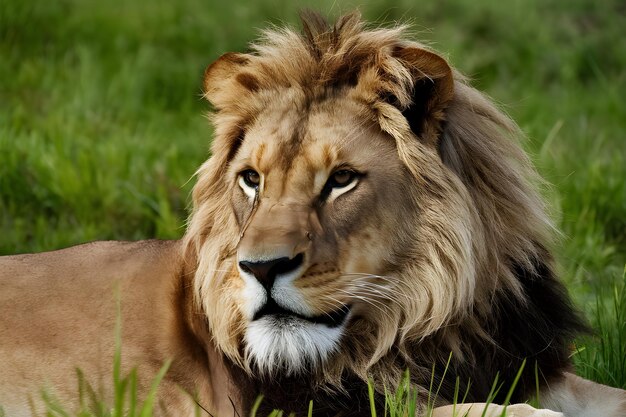 Le regard féroce du lion capturé dans un regard intense de côté