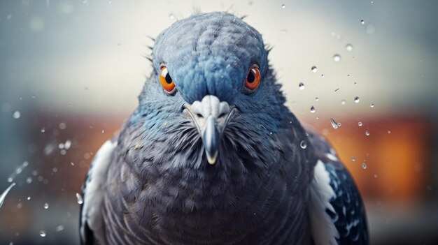 Photo regard intense une image photo réaliste d'un pigeon baigné