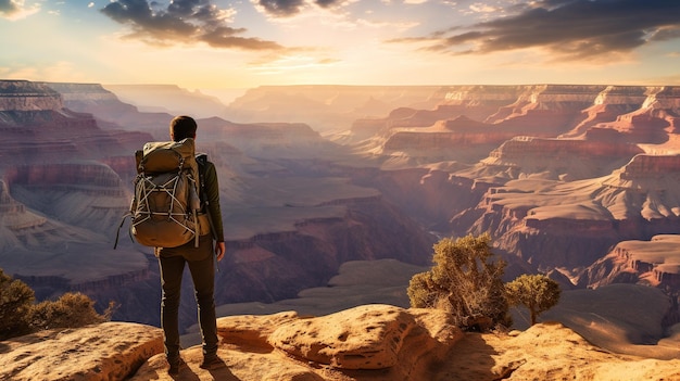 Le regard d'un randonneur solo Golden Hour Odyssey sur les Grand Canyons