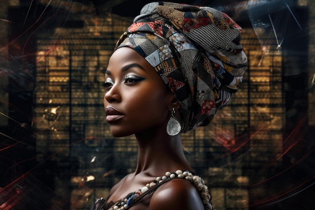 Regard de tête de femme noire Générer Ai