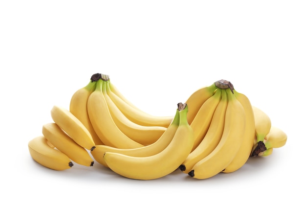 Régime de bananes isolé sur fond blanc Bananes mûres Clipping Path macro de qualité