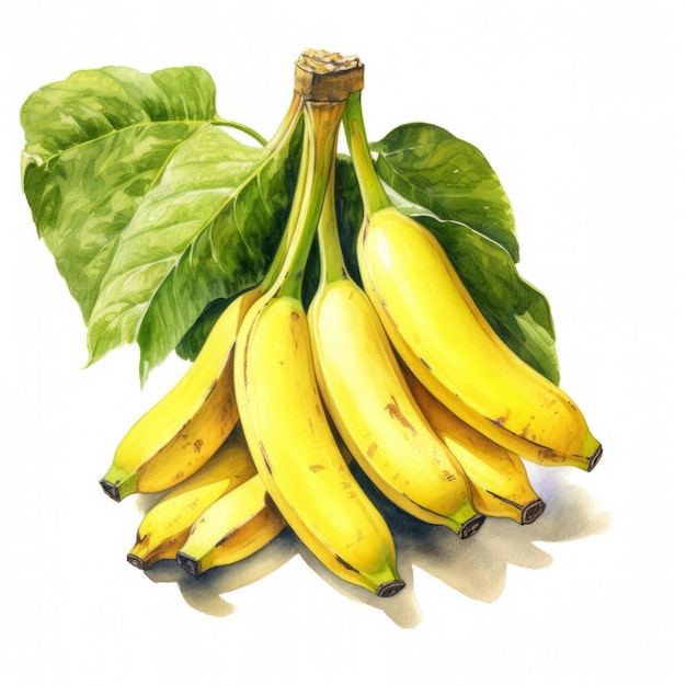 Régime de bananes isolé sur fond blanc Illustration aquarelle