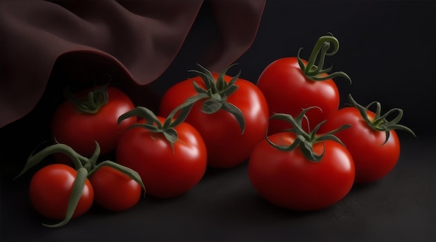 Régime de tomates sur fond noir