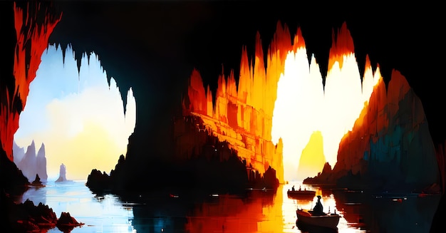 Réglage de la grotte de cristal Dungeon Den Underground fantasy Myetery tunnel AI générative pour bannière fond affiches publicités modèles de fonds d'écran
