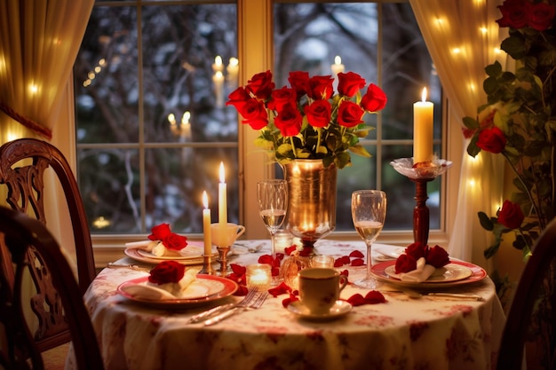 Réglage de la table romantique