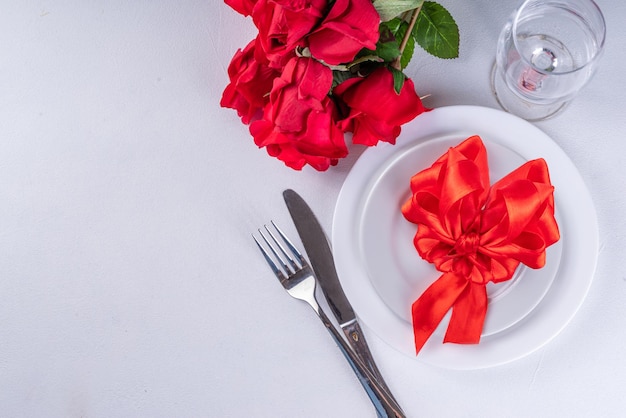 Réglage de la table de la Saint-Valentin