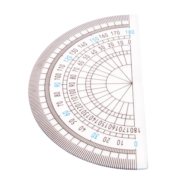 Règle demi-cercle isolé sur fond blanc