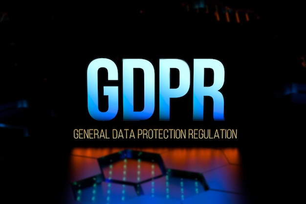 Règlement général sur la protection des données Concept de texte RGPD Abréviation lumineuse néon RGPD Rendu 3D du Règlement général sur la protection des données