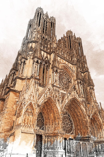 Reims, en France, un magnifique dessin en couleurs