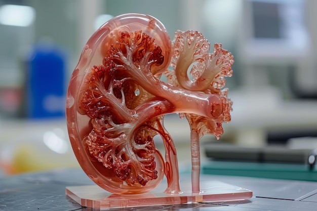Photo un rein humain imprimé en 3d présente l'innovation dans la transplantation d'organes et la technologie médicale