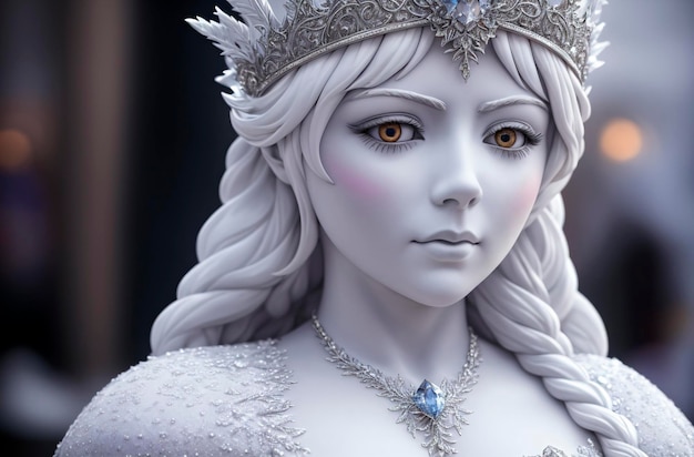 Reine des neiges Portrait d'une femme des neiges au cœur glacé AI générative