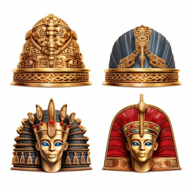 Photo des reines égyptiennes vintage et des casques de pharaons.